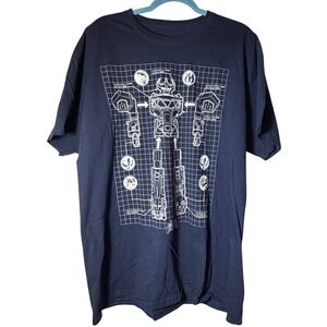 Power Rangers Megazord Blueprint Graphic T-Shirt Navy Blue Mens XL 90s Nostalgia